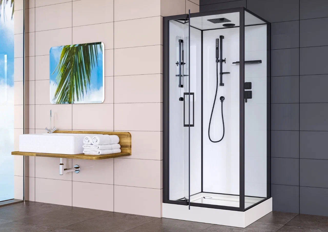 Esbano Душевая кабина EST-RASPA-90 90x90 профиль чёрный – фотография-2